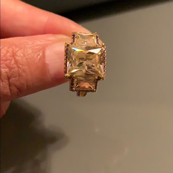 Savvy Cie 18K Gold Vermeil Radiant Cut 3Stone Ring - Picture 12 of 16